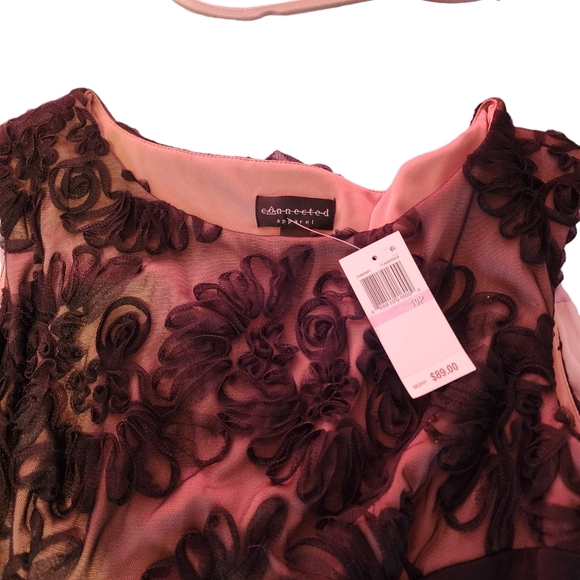 NWT/Connected Apparel Dress Black and Tan/Empire Waist Size 10P - Picture 4 of 6